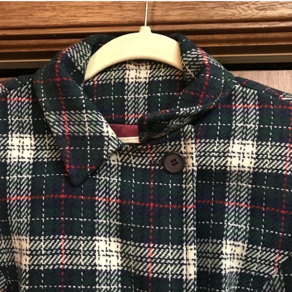 Vintage Pendleton 100% Wool Trench Coat unique gingham long coat - Picture 5 of 7